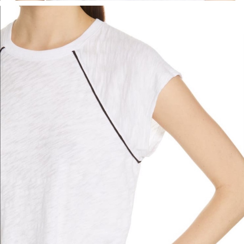 EUC ATM Slub white black piping Crewneck Tee Size Small